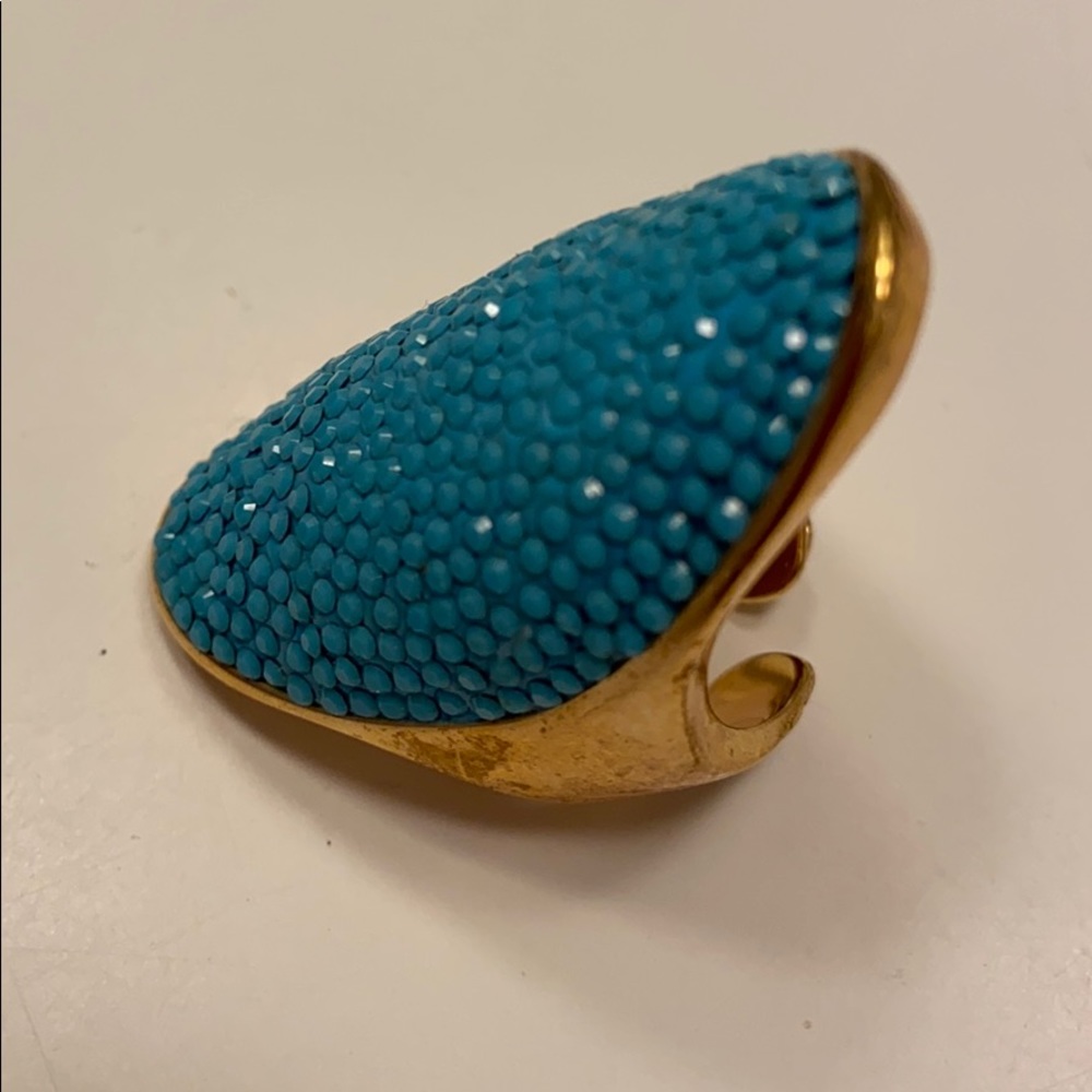 Henri Bendel Gold Ring with Blue Stones